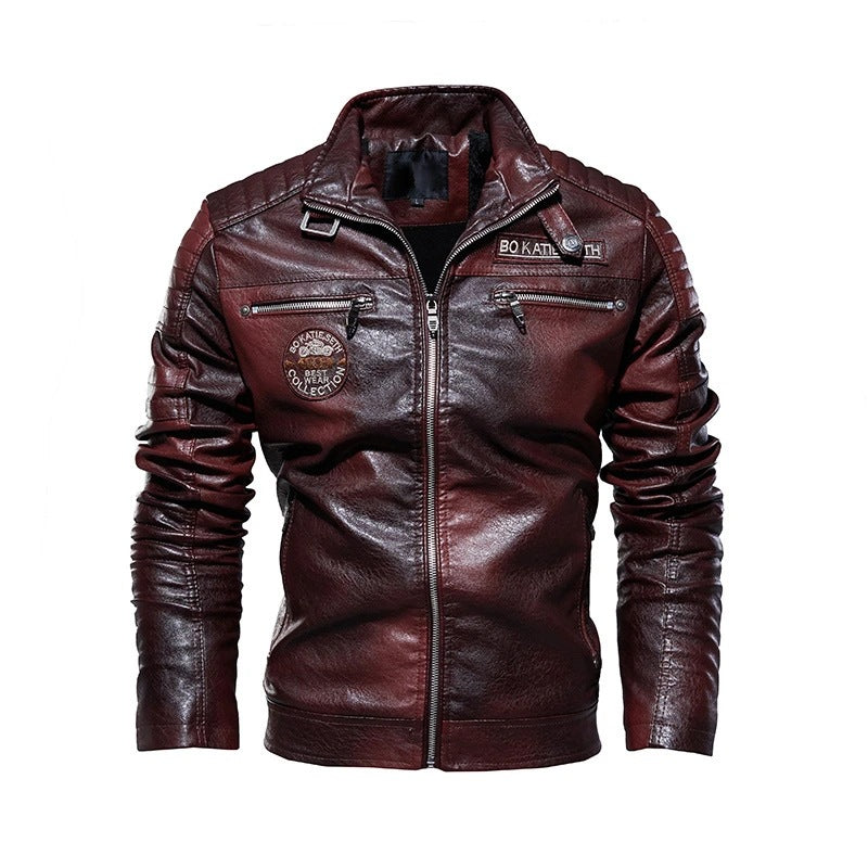 Komfortable und stilvolle Herren Bikerjacke in Schwarz, ideal für den urbanen Look und Übergangszeiten.