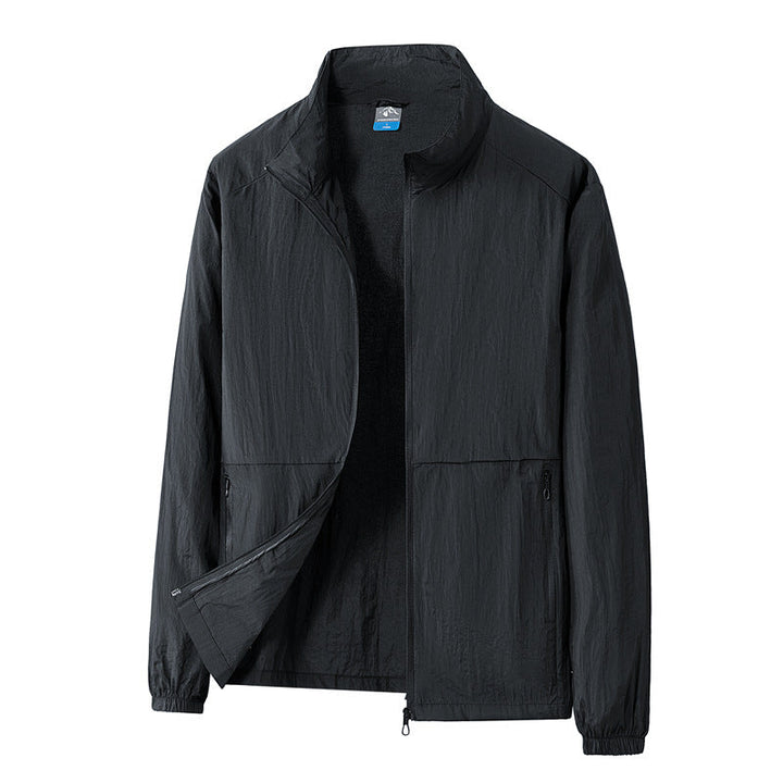 Modische Herren Übergangsjacke in Khaki, leicht & atmungsaktiv, perfekt für Freizeit & Reisen.