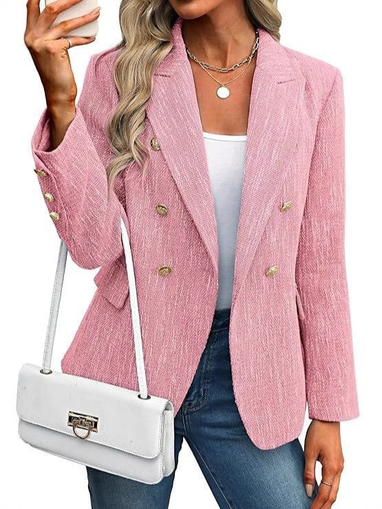 Glamouröse Damen-Blazerjacke, doppelreihig, als stilvolles Party-Outfit & Abendmode tragbar. Perfekt für besondere Anlässe.