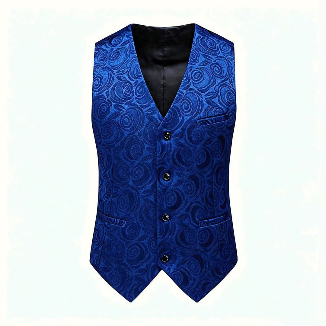 Graue Herren Jacquardweste mit klassischem Strukturmuster, schick für Business-Meetings und Partys.