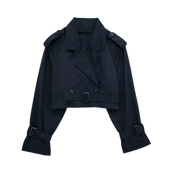 Vielseitige Damen Kurztrenchjacke für Frühling & Herbst, stilvolle Übergangsjacke für modische Damen.