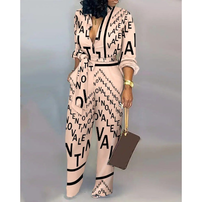 Eleganter Langarm Jumpsuit für Damen. Modischer Freizeit Overall im Patchwork-Stil.