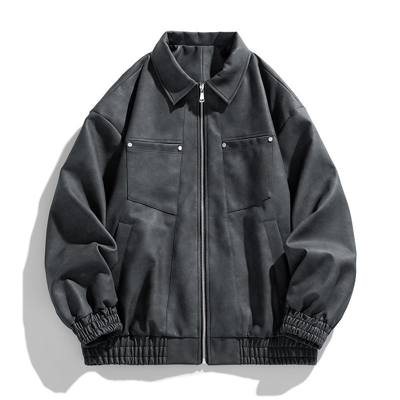 Modische Herren Stehkragenjacke mit praktischen Taschen; ideal für Freizeit & Alltag, bequem & stilvoll.