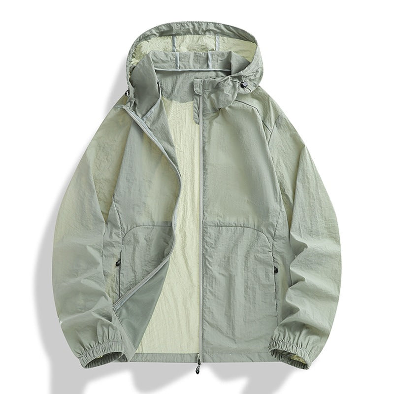 Herren leichte Outdoorjacke mit Kapuze, windabweisend, atmungsaktiv, ideal für Frühling & Herbst.