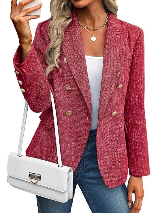 Leichte Damen-Doppelreiher-Blazerjacke, ideal für Frühling & Herbst. Elegante Oberbekleidung für Damen.