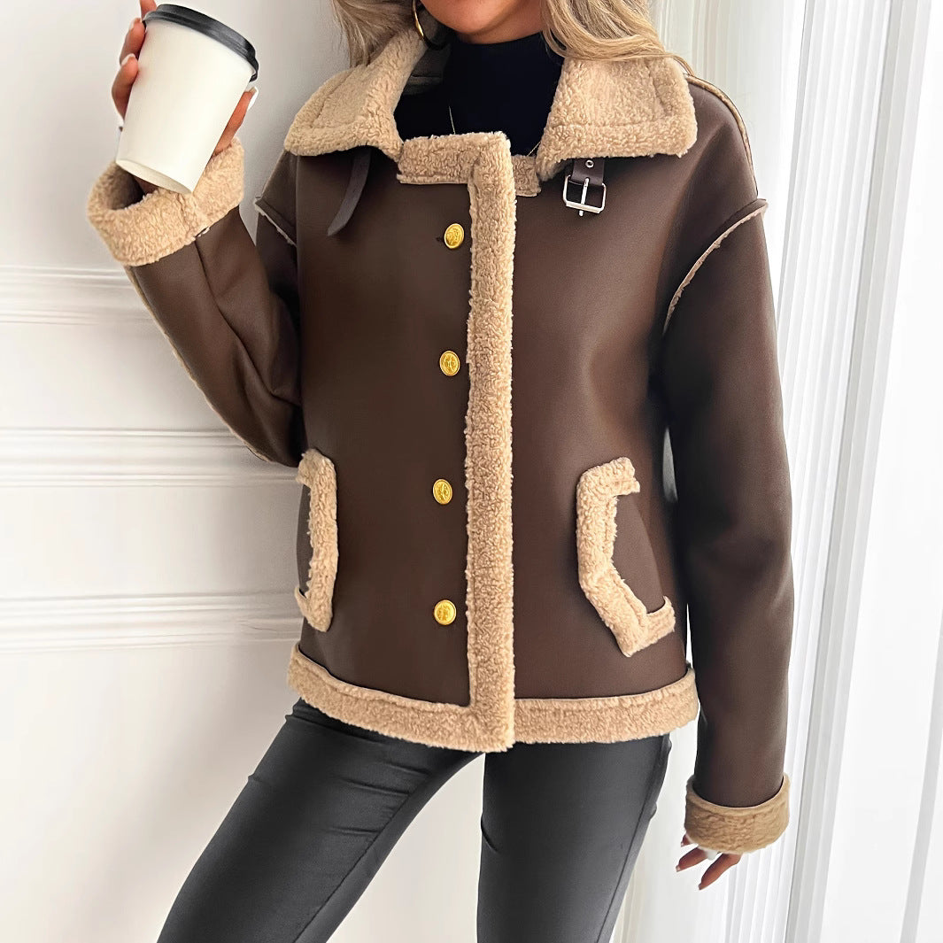 Modische, warme Damen Winterjacke in Braun, ideal für kalte Tage und stilvolle Herbst-Looks.