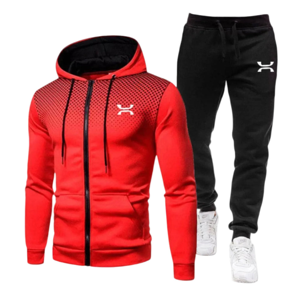 Stylischer Herren Sportanzug mit Kapuzenpullover und bequemer Jogginghose in Blau für Training und Fitness.