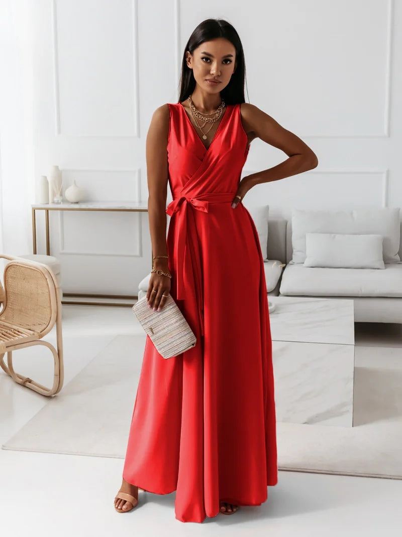 Festliches Partykleid für Damen, elegantes Wickel Maxikleid, ideal für Hochzeiten & stilvolle Anlässe.