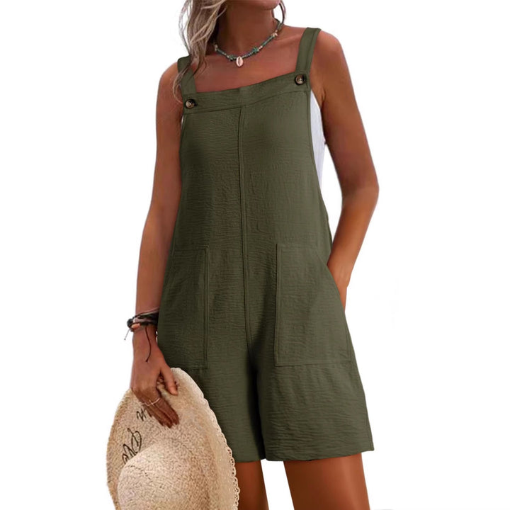 Damen Sommer Kurz-Overall, lässig und bequem mit Taschen. Perfekt für Freizeit, Urlaub und Strand.