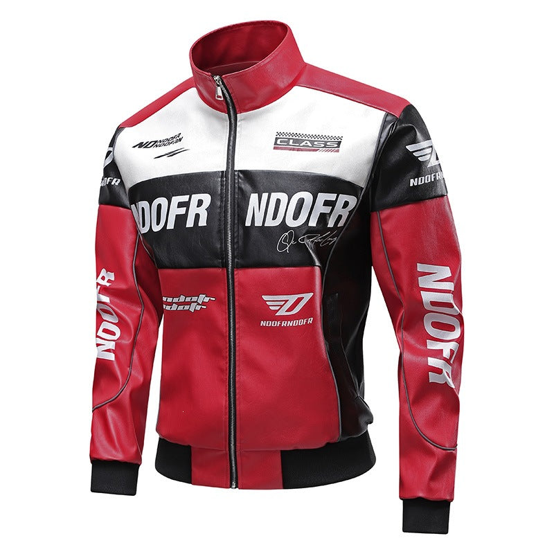 Profilansicht der Herren Sport-Bikerjacke, athletischer Schnitt und robuste Verarbeitung, perfekte Motorradjacke.
