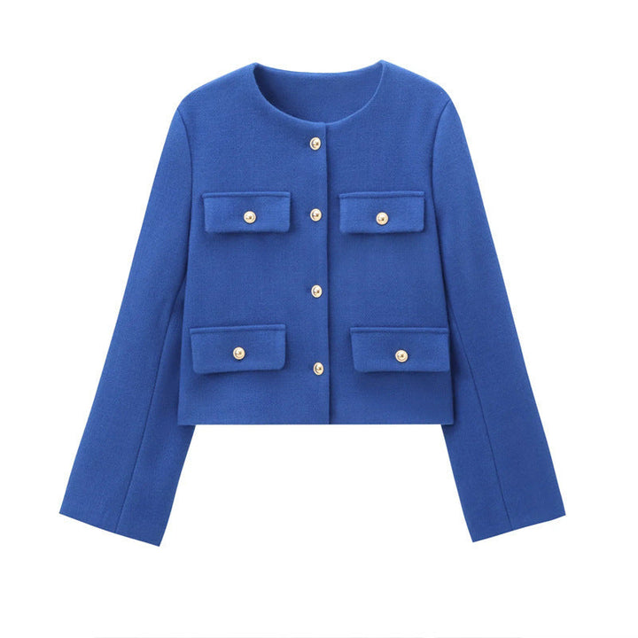 Kurze Damenjacke mit modischen Pattentaschen, perfekt für den Übergang und casual Outfits.