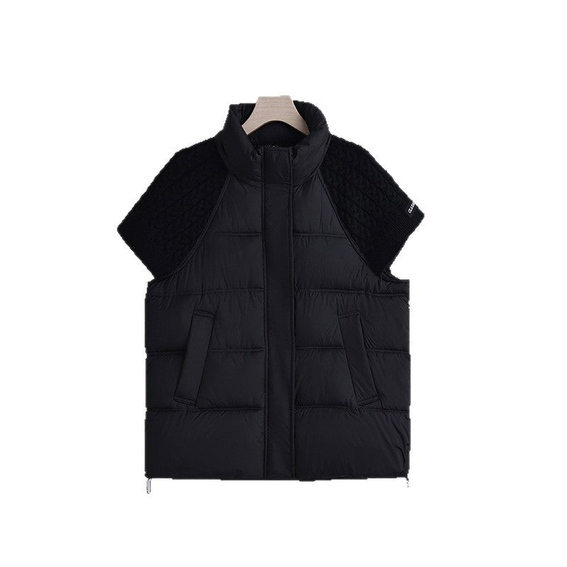 Vielseitige Damen Übergangsweste, gesteppt, mit Strick-Akzenten und schickem Stehkragen für Herbst- und Wintermode.