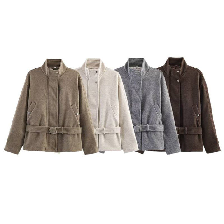 Kurze wendbare Damen Stehkragenjacke, modisch und herbstlich. Vielseitige Jacke für jeden Look.