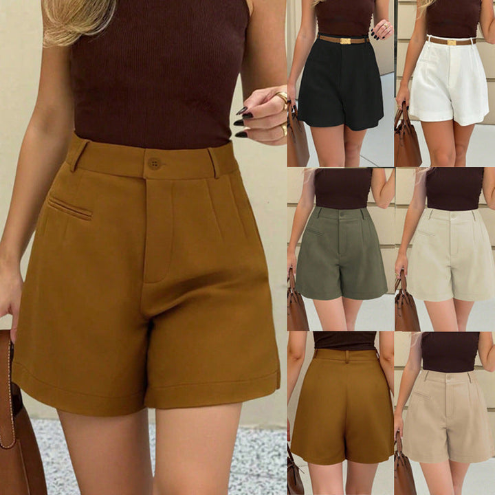 Damen elegante High-Waist Culotte Shorts in Schwarz, stilvoller Komfort für Sommer & Freizeit.