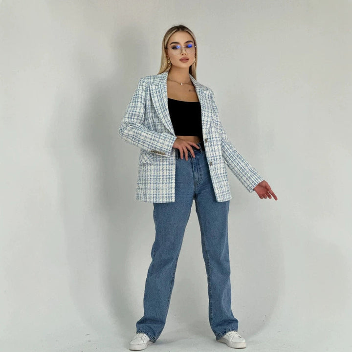 Vielseitiger Damen Blazer, schwarz, für elegante Looks im Büro oder schicke Freizeit-Outfits. Zeitloser Stil.