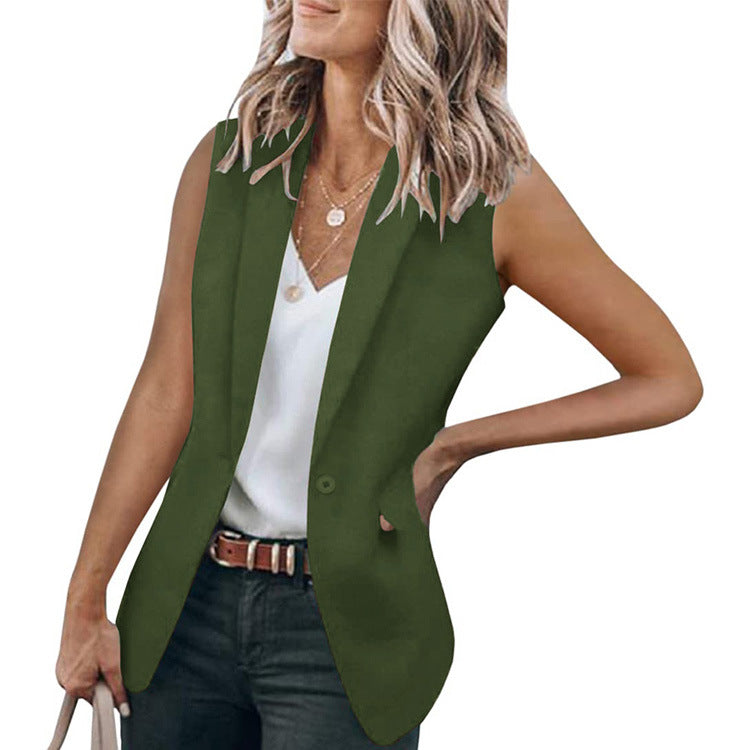 Stylische ärmellose Damen Business Jacke. Eine vielseitige Weste mit praktischen Taschen.