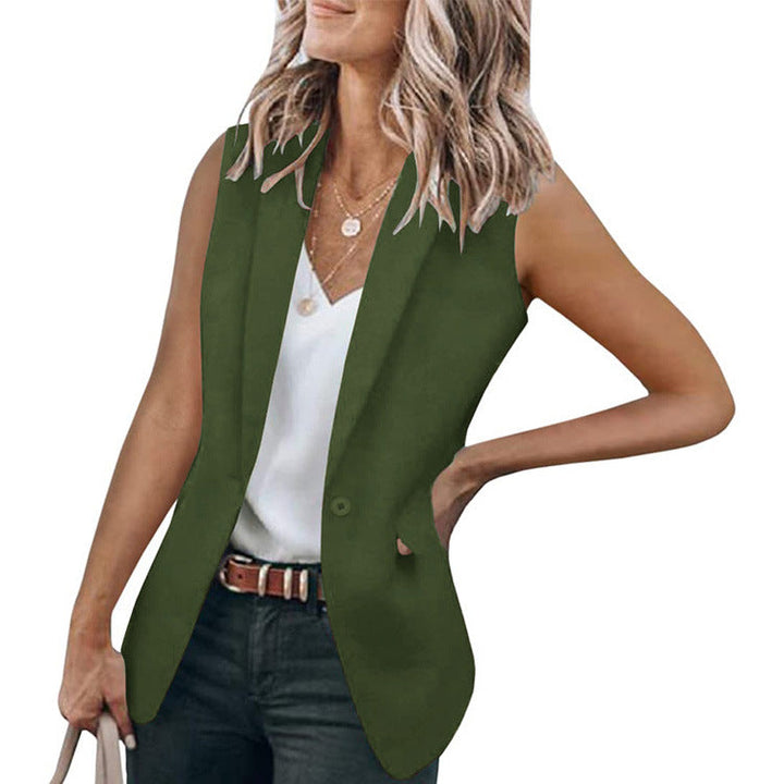 Stylische ärmellose Damen Business Jacke. Eine vielseitige Weste mit praktischen Taschen.