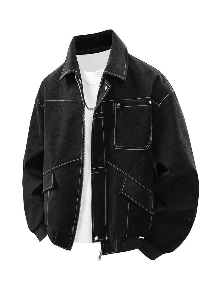Design-Freizeitjacke für Herren in Hellgrau, praktisch mit vielen Taschen und modernem Schnitt.