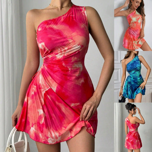 Elegantes One-Shoulder Plissee-Minikleid für Damen, figurschmeichelnd, perfekt für Party & Cocktail.
