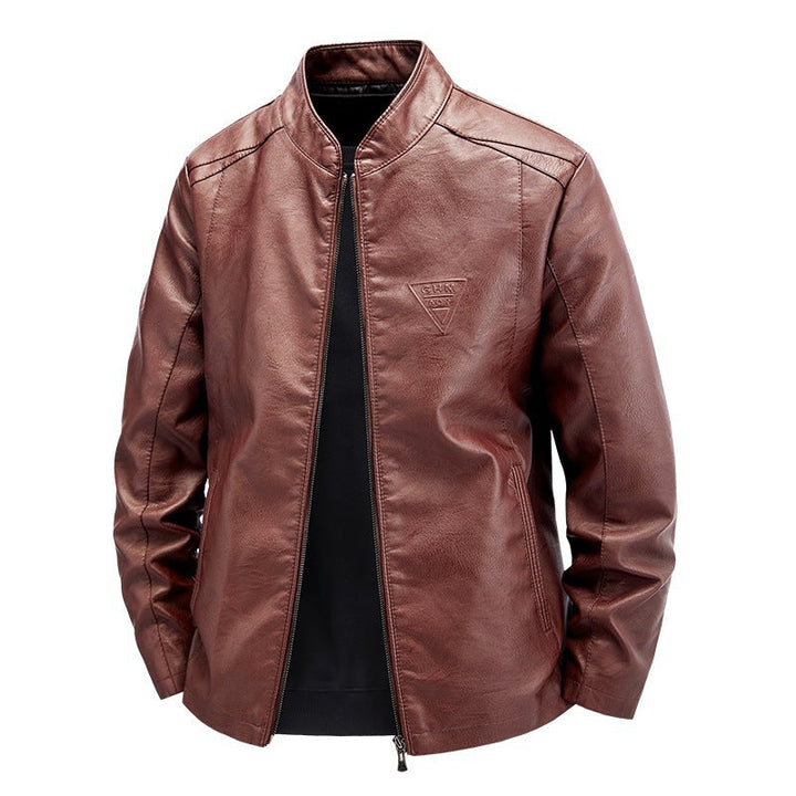 Stilvolle schwarze Herren Kunstlederjacke, ideal als Übergangsjacke & für modische Outfits.