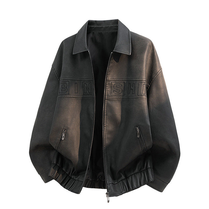 Herrenmode: Übergangsjacke im Vintage Biker-Design, robust & stilvoll, ideal für Motorradfahrten oder den Alltag.