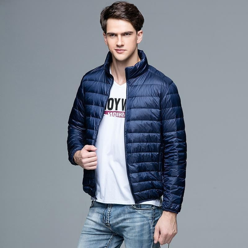 Herren Steppjacke Slim Fit: Leichte, atmungsaktive Übergangsjacke für Herren mit modischem Stehkragen, ideal für Frühling/Herbst.