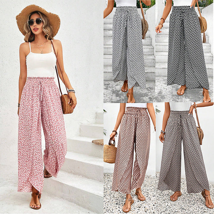 Elegante Damen Palazzo-Hose mit weitem Bein & gerafftem Bund. Bequeme Sommer- & Freizeithose.