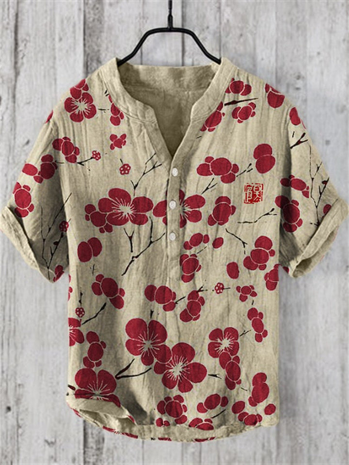 Hochwertiges Herren-Kurzarmhemd im japanischen Design, atmungsaktiv und chic.