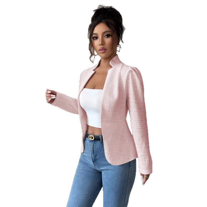 Damenmode Blazer, langarm und tailliert. Zeitlose Bürokleidung und stilvolle Ergänzung für Herbst.