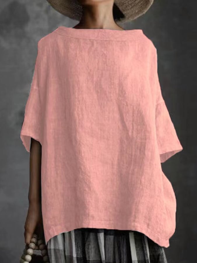 Bequemes Damen Top mit Rundhalsausschnitt in Weiß, ideal für einen mühelosen Sommer-Look.