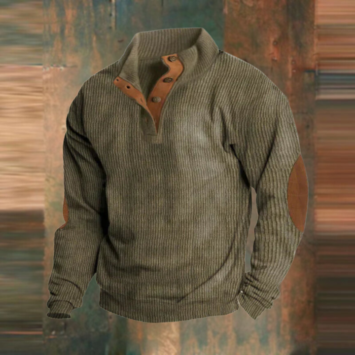 Herren Gerippter Pullover mit eleganter Knopfleiste, ideal für lässige oder schicke Freizeitlooks.