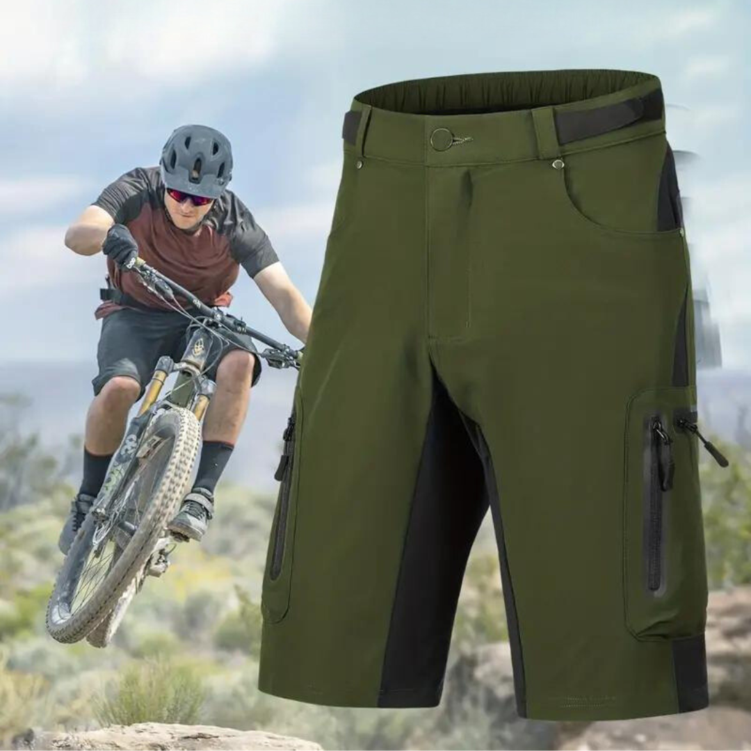 Stylische Herren Mountainbike Shorts, robust & atmungsaktiv. Ideale Cargo-Shorts für Herren beim Radfahren.