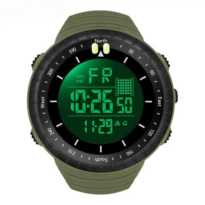 Robuste, wasserdichte Digitaluhr AdventureMaster für Herren mit Kompassfunktion, perfekt für Outdoor-Sportarten.