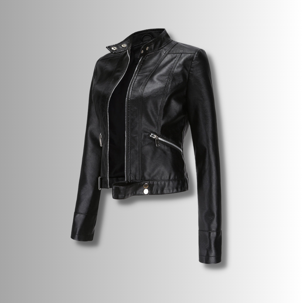 Elegante Damen Übergangsjacke aus Leder im klassischen Marlene-Stil für Frühling & Herbst. Vielseitige Mode.