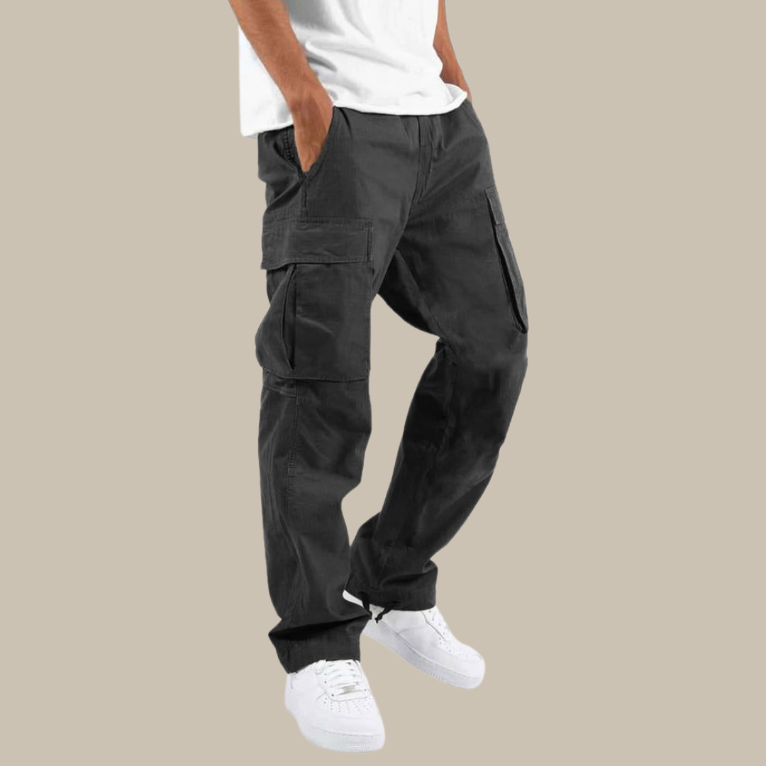 Herren Cargohose Regular Fit in Khaki, bequem & flexibel, mit praktischen Seitentaschen für Freizeit & Alltag.