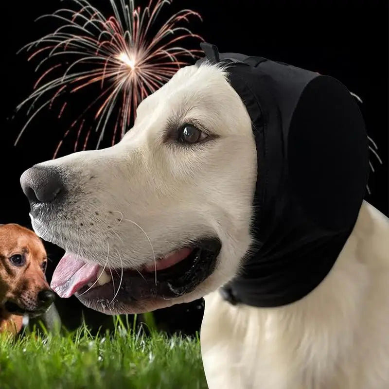 Komfortable blaue Hunde-Ohrwärmer mit weicher Polsterung, ideal als Gehörschutz für entspannte Hunde.