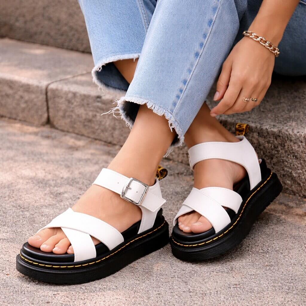 Stilvolle Plateau-Sandalen für Damen, orthopädisch, mit rutschfester Sohle und verstellbaren Komfortriemen.