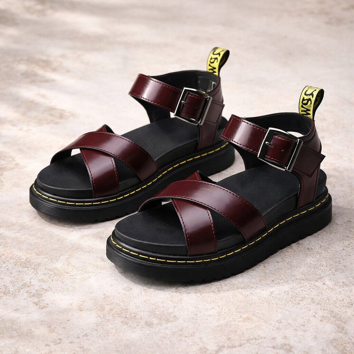 Verstellbare Damen Plateau-Sandalen, orthopädisch, mit optimaler Fußbett-Unterstützung und rutschfester Laufsohle.