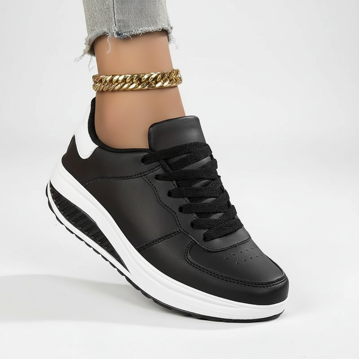 Nahaufnahme Amelie orthopädische Damen-Sneakers, atmungsaktives Obermaterial.