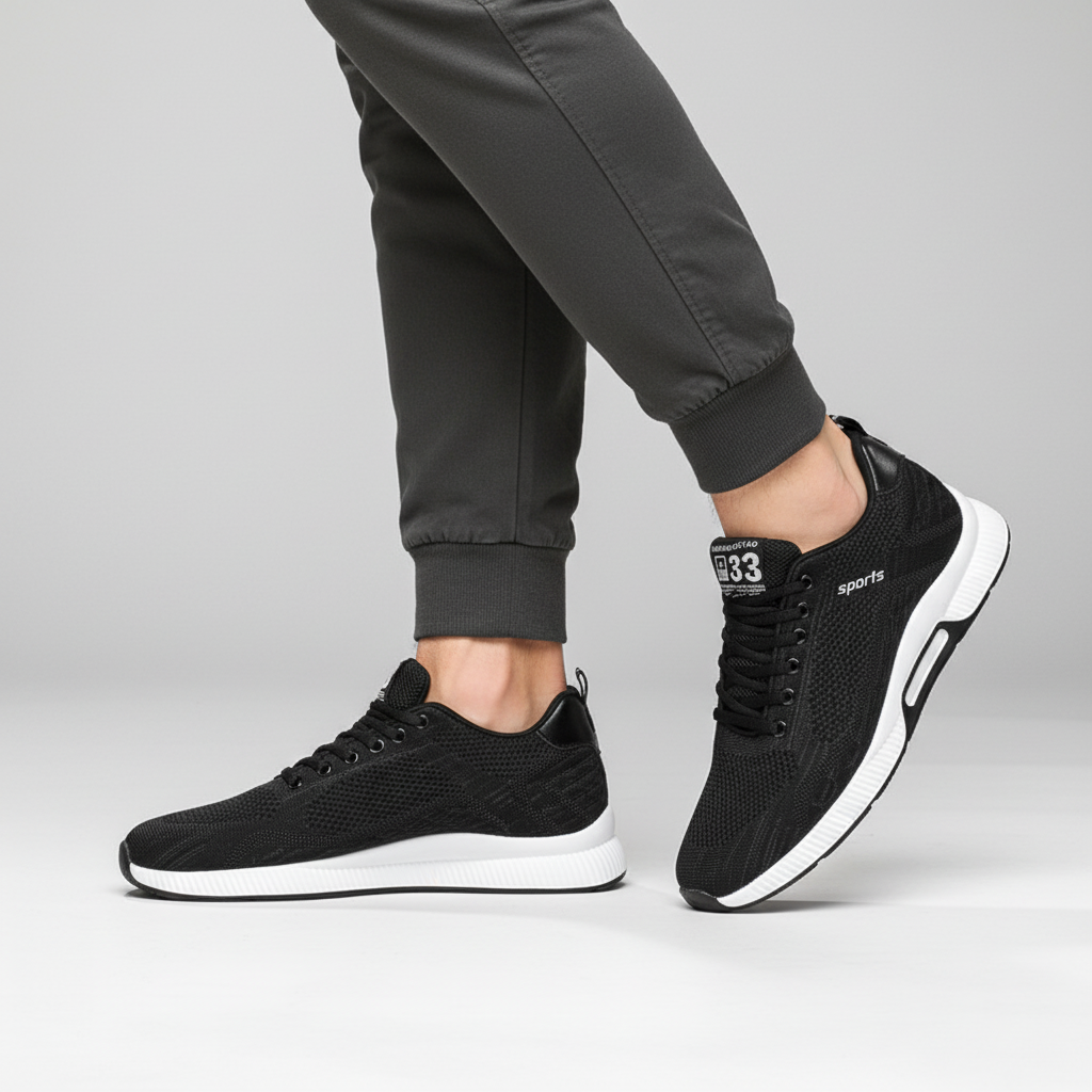 Vorderansicht des Herren Komfortschuhs Andrew. Orthopädischer Sneaker mit diskreter Erhöhung für jeden Tag.