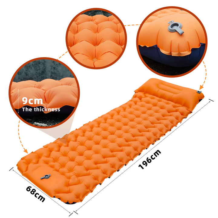 Ergonomische Designmerkmale der aufblasbaren Trekking Isomatte, sorgt für optimalen Schlafkomfort.