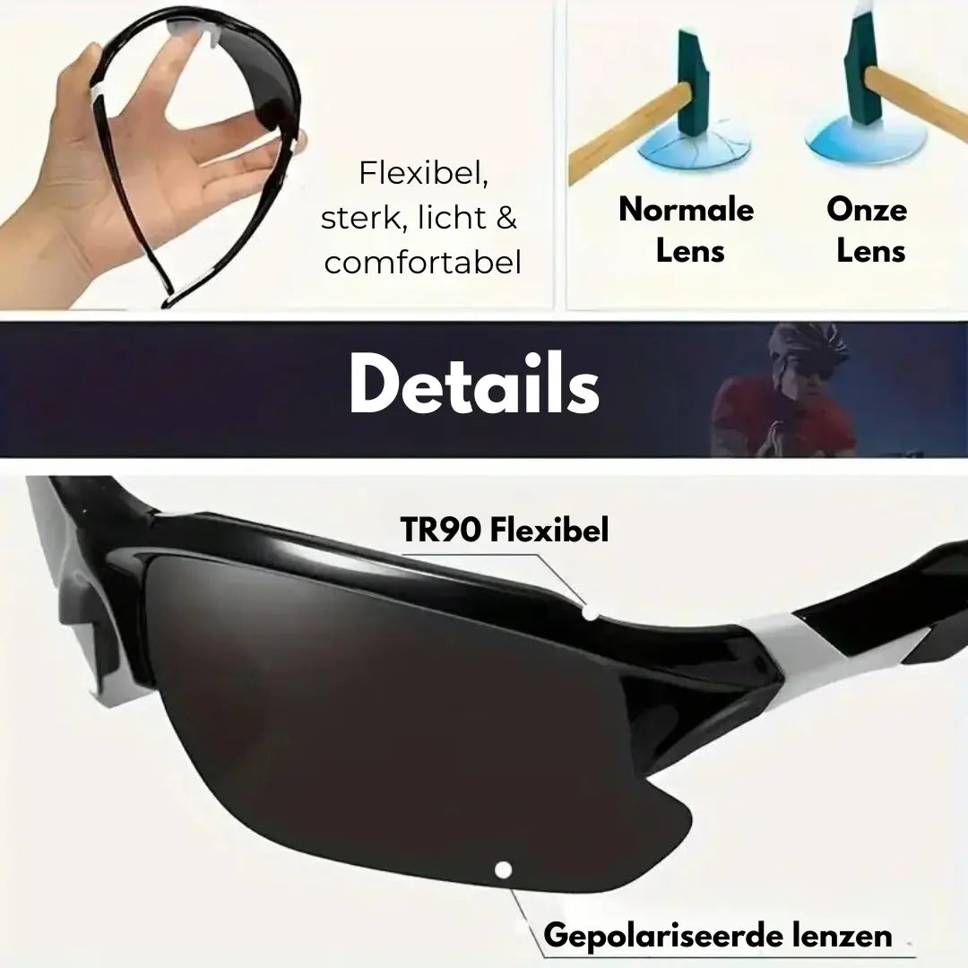 Bruchsichere Sportbrille unisex für alle Outdoor-Aktivitäten. Leicht & bequem mit polarisierten UV-Schutzgläsern.
