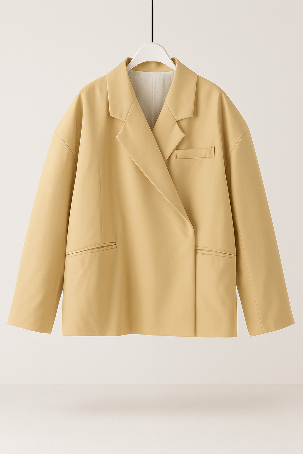 Eleganter Damen Business Blazer im Oversize-Schnitt. Knopflos für stilvolle Büro-Looks & professionelles Auftreten.