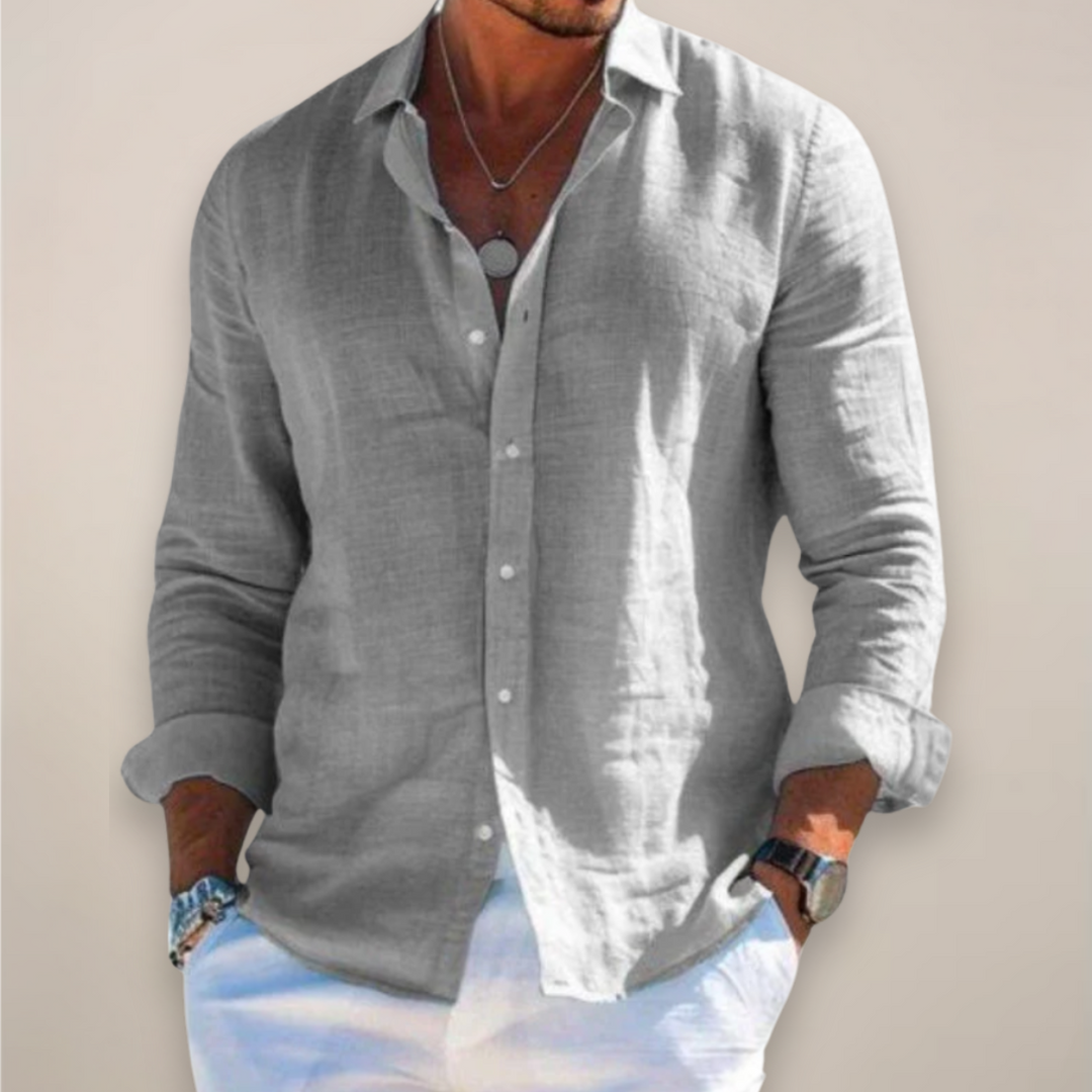 Stylisches Herren Langarmhemd, klassischer Kragen. Ideal für Frühling & Sommer Freizeitmode. Bequemes Männerhemd.