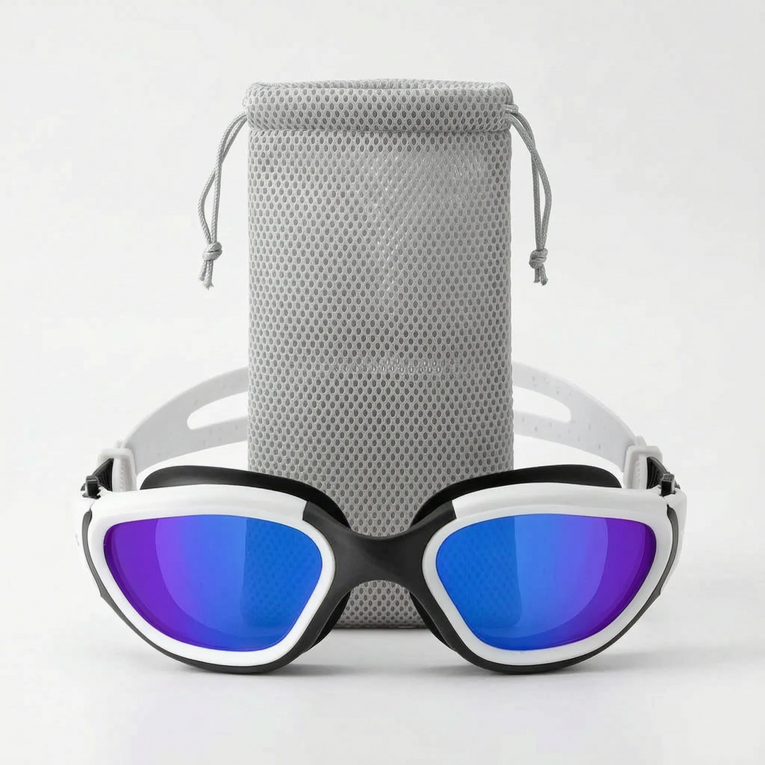 Neue polarisierte Schwimmbrille für Erwachsene, präsentiert, mit Panoramasicht für alle begeisterten Schwimmer.