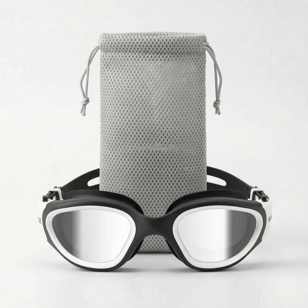 Polarisierte Schwimmbrille für Erwachsene reduziert effektiv Blendung und bietet Panoramasicht im Freiwasser.