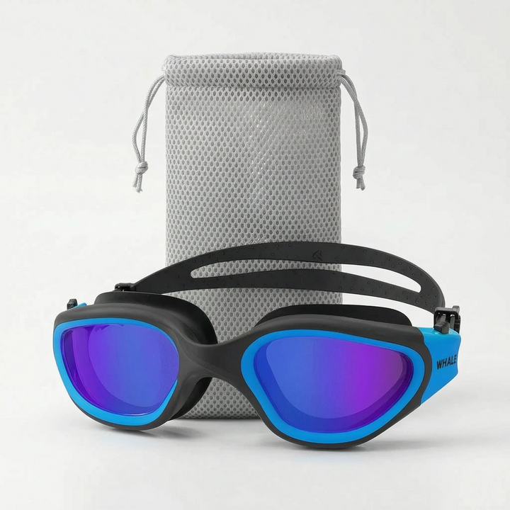 Kristallklare Sicht unter Wasser mit dieser polarisierten Schwimmbrille für Erwachsene und umfassender Panoramasicht.