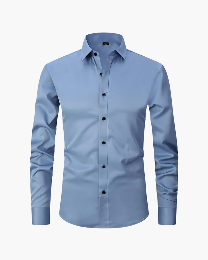 Vielseitiges Herren Slim Fit Langarm Polohemd, elastisch & bügelfrei, perfekt für elegante Business- und Freizeitmode.