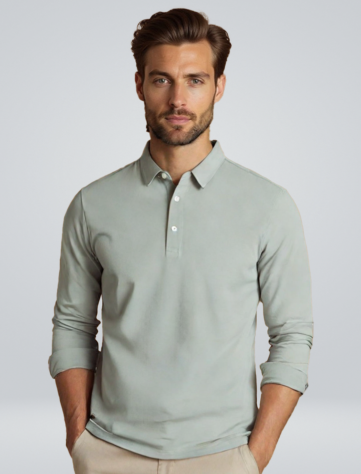 Bequemes Herren Langarm Poloshirt für Freizeit & Büro, zeitloser Stil, hohe Qualität.