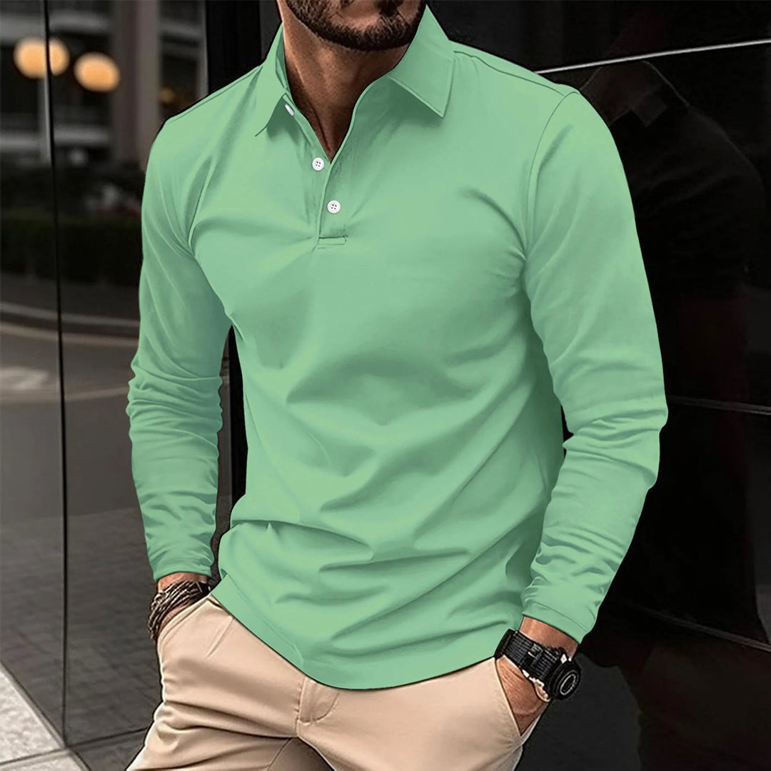 Zeitloses Herren Langarm Polohemd, elegantes Design, perfekt für Smart Casual & Büro.
